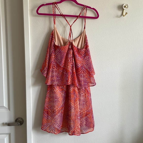 Pink/orange Patterened Urban Outfitters Ecote Crossback Dress in Medium - Picture 3 of 5